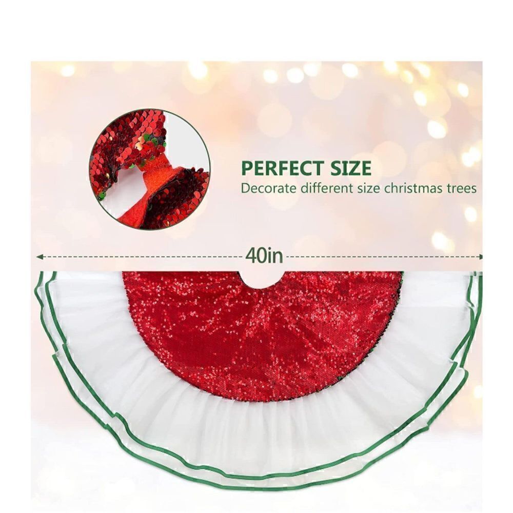 Color Changing Glitter Sequined Tree Skirt. 40". NIP - Picture 4 of 6